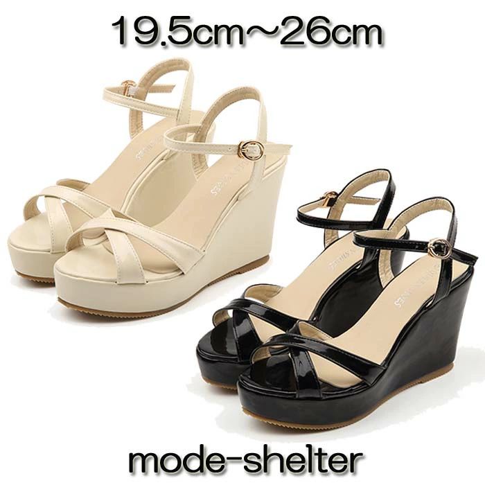 レディース 疲れない ベージュ 黒 エナメル 26cm 25.5cm 25cm 24.5cm 24cm 23.5cm 23cm 22.5cm 22cm 21.5cm 21cm 20.5cm 20cm 19.5cm ストラップ ウェッジソール ミュール 厚底 厚底サンダル サンダル
