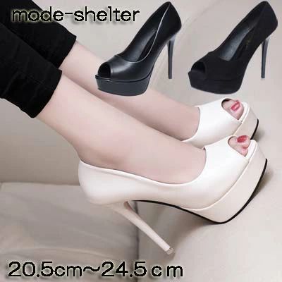 レディース 靴 24.5cm 24cm 23.5cm 23cm 22.5cm 22cm 21.5cm 21cm 20.5cm ブラック 黒 ピンヒール オフホワイト オフィス レザー オープントゥ パンプス サンダル 厚底|アレコレライフ