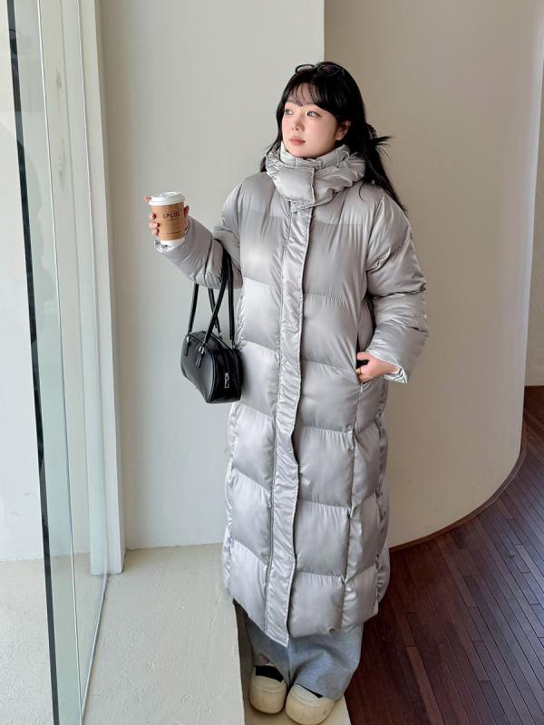 5XL(x3) 4XL XXXL XXL XL グレー ブラック 冬 ポリエステル 防風 厚手 ミドル丈 通勤 韓国 大きいサイズ レディース コート