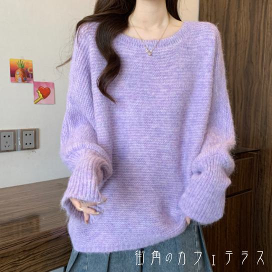 コンサバ ラフ お洒落 おしゃれ 上品 大人 カジュアル シンプル こなれ感 大人女子 大人可愛い かわいい 無地 温かい あったか 厚手生地 リブニット リボン プルオーバー フレア Aライン ラウンドネック Uネック 長袖 ゆったり ロング丈 ママ レディース 女性用 2色 セーター
