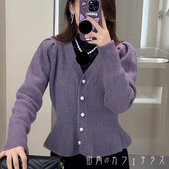お洒落 おしゃれ 上品 大人 カジュアル シンプル こなれ感 大人女子 大人可愛い かわいい 無地 温かい あったか 防寒 ふわふわ 厚手生地 ニット リブニット フリル プルオーバー フレア Aライン Vネック 長袖 ママ レディース 女性用 40代 30代 キラキラ ラメ 5色 セーター