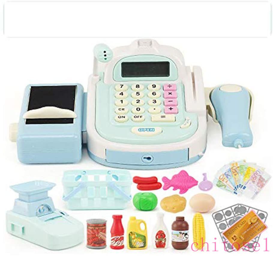 おかいものレジスターセットおもちゃ 子供 遊び場 知育玩具 お買い物 多機能 シミュレーション学習のリソースふり遊び計算機現金登録 音と光 クリスマスプレゼント