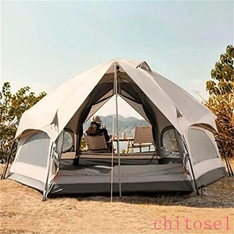 期間限定5%クーポン 家族のキャンプのテント 屋外の六角形のキノコのテント 裏庭の旅行 ハイキング 釣りのためのクイックオープン3-6人家族の日よけ chitose1 多機能 軽量 大容量 省スペース 家庭用 通勤通学 インテリア 収納便利｜激安ショップ　チトセ
