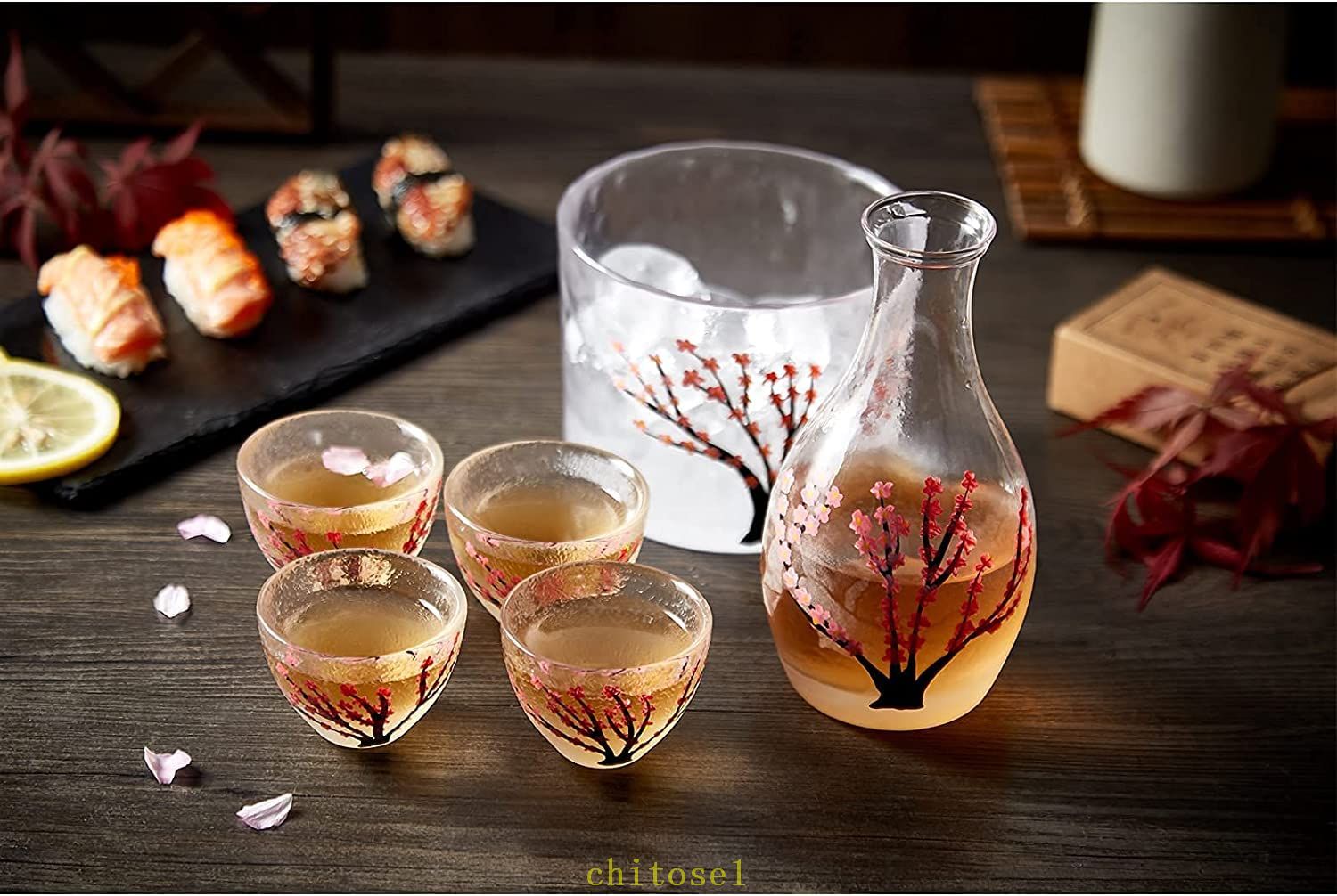 和風 ガラス 酒器 セット 桜 かわいい お洒落 花見 宴会 晩酌 おしゃれ 日本酒 清酒 家飲み 乾杯 お酒好き プレゼント 父の日 面白い 退職祝い 忘年会 新春 迎春 誕生日 慶事 お祝い 結婚祝い 正月 宴会 徳利 ぐい呑み 温酒器 ガラス盆
