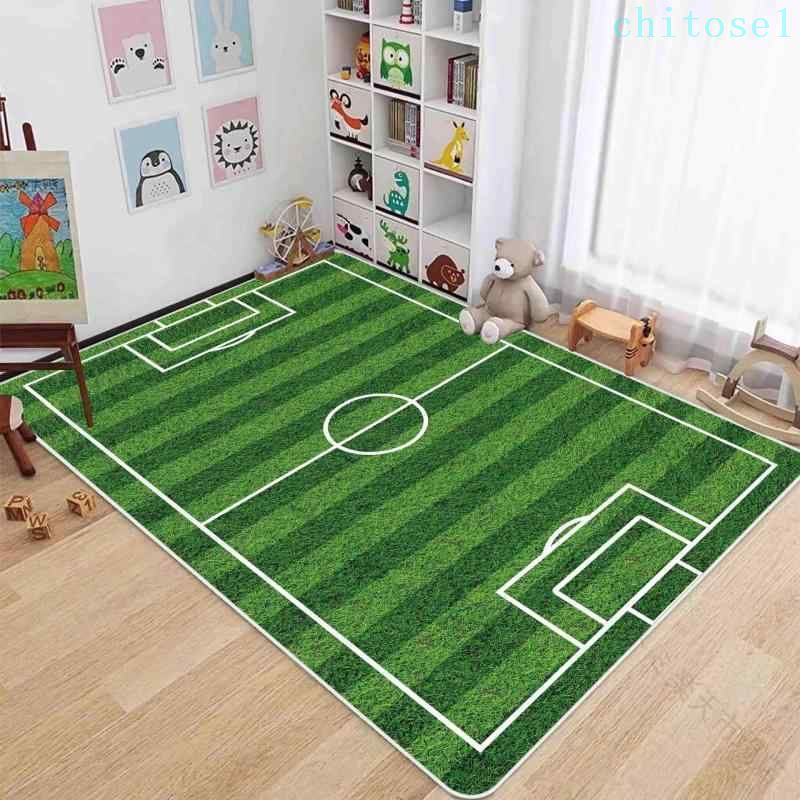 プレイマット キッズ用 子供用 滑り止め 防音 室内サッカーコート柄 ヨガマット トレーニング用 大判サイズ 洗える 吸水性高い リビング 寝室対応 ポリエステル素材