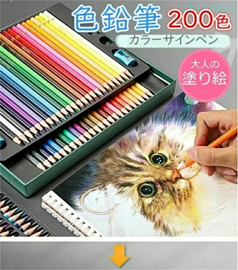 期間限定5%クーポン 色鉛筆 お絵かき 200色セット プレゼント 油性 文房具 chitose1 筆記具 絵の具セット カラーサインペン 入学 入園 祝い 画材 塗り絵 三五七プレゼント 定番 実用的