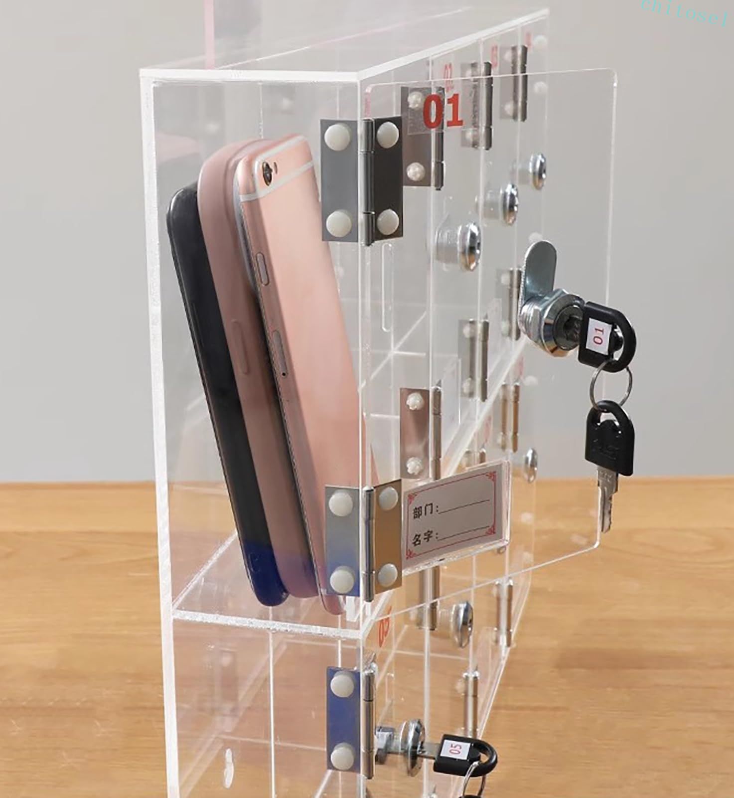 期間限定5%クーポン キャビネット スマホ ロッカー 教室用透明携帯電話収納ボックス アクリル携帯電話ロック ロック可能な電話刑務所 複数の電話個別管理ロッカー 3 lots chitose1 多機能 軽量 大容量 省スペース 家庭用
