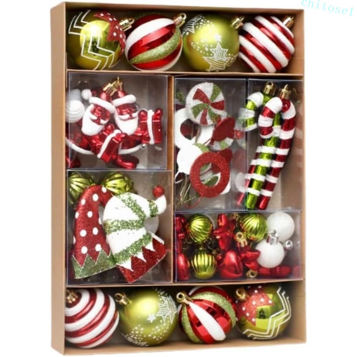 【50個セット】北欧風 クリスマスボールオーナメント デラックス仕様 おしゃれ華やかツリー装飾