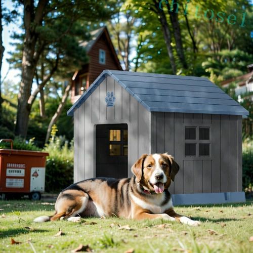 【即納】【 グレー+ブルー 】犬小屋 ペットハウス ペットケージ プラスチック製 犬 室内犬 室外 ペットゲージ オシャレ ボブハウス ペットハウス ペットサークル プレゼント ギフト 贈り物 送料無料