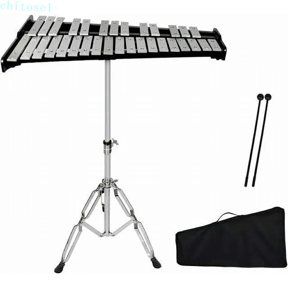 32音 鉄琴 卓上鉄琴 折りたたみ パーカッション 楽器 卓上 練習 鍵盤 演奏 音楽会 発表会 学芸会 初心者 高さ調節可能 マレット2本 スタンド付き 収納バッグ付き 持ち運び
