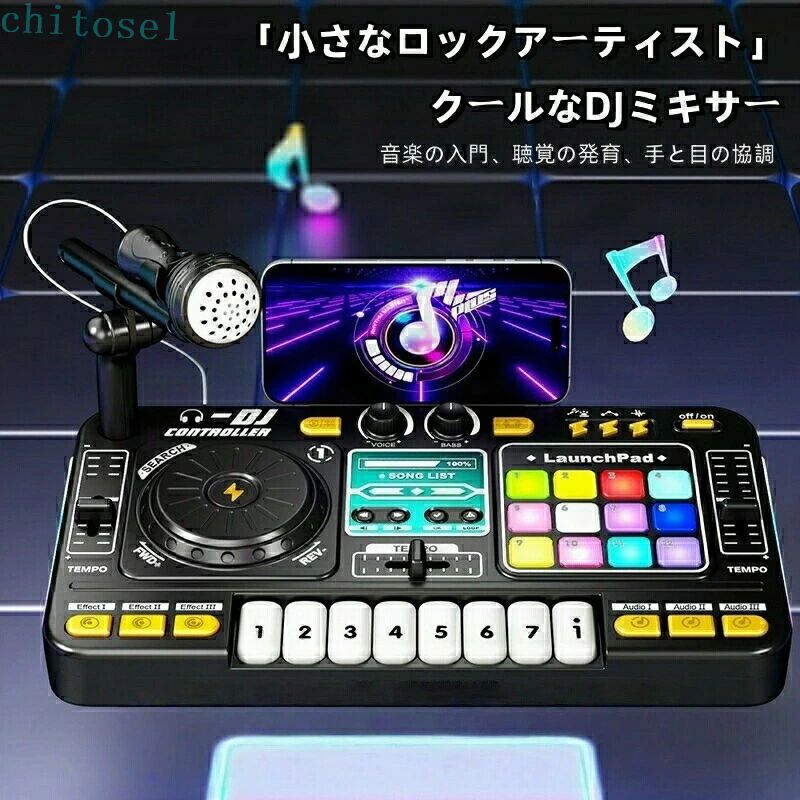 \\P5倍★期間中/多機能Bluetooth DJターンテーブルシミュレーション、子供初心者向けの演奏可能な楽器、マイク付き知育おもちゃ 女の子 男の子 子供 充電式 誕生日 実用的 ギフト 入学祝い カピバラ