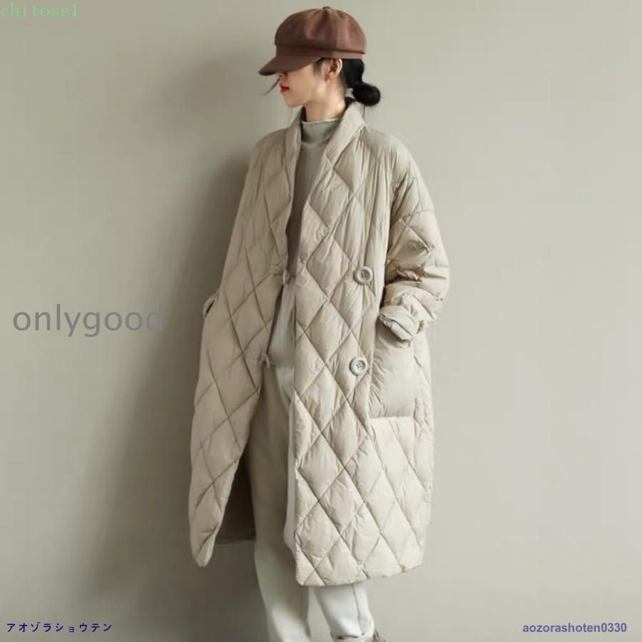 キルティングコート ロングコート レディース アウター 防寒 ダウン 中綿 秋 冬アウター 長袖 冬服 立てネック キルティングジャケット 大きめ ゆったり