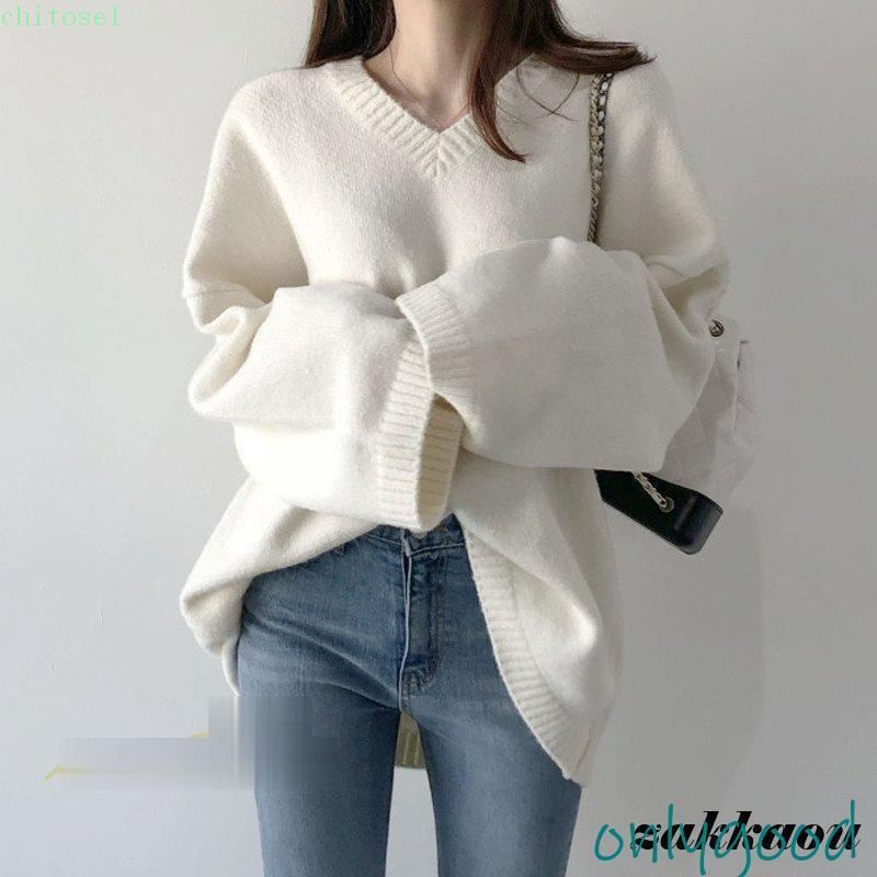 期間限定5%クーポン ニット レディース 秋服 秋 冬 長袖 お出かけ 女性 トップス chitose1 通勤 着痩せ Vネック OL チュニック ゆるシルエット ゆったり 無地 シンプル カジュアル 韓国風 家庭用