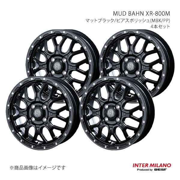 INTER MILANO インターミラノ MUD BAHN XR-800M ホイール 4本セット【15×4.5J 4-100 INSET45 マットブラック/ピアスポリッシュ】|千歳交易 店
