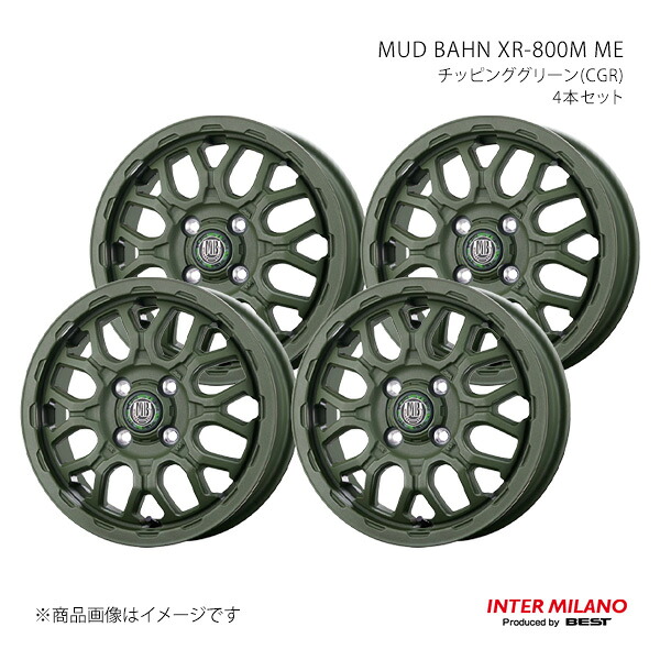 INTER MILANO インターミラノ MUD BAHN XR-800M ME ホイール 4本セット【14×4.5J 4-100 INSET45 チッピンググリーン】|千歳交易 店