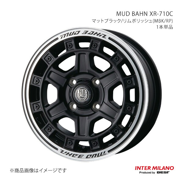 INTER MILANO インターミラノ MUD BAHN XR-710C ホイール 1本単品【14&times;5.0J 4-100 INSET45 マットブラック/リムポリッシュ】｜千歳交易 店