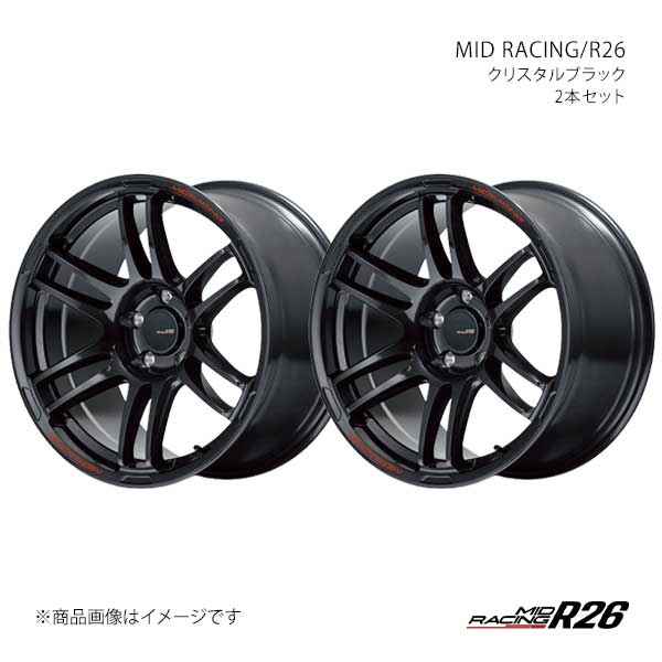 MIDレーシング/R26 アルミホイール2本セット【18×8.5J 5-114.3 INSET45 CBK】MID RACING/R26 X195885573450300×2