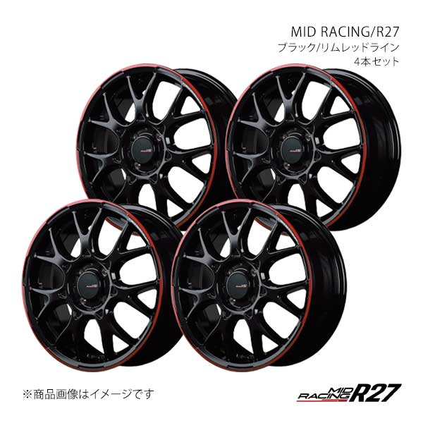MIDレーシング/R27 アルミホイール4本セット【16×6.0J 4-100 INSET43 BRR】MID RACING/R27 G156660433430360×4