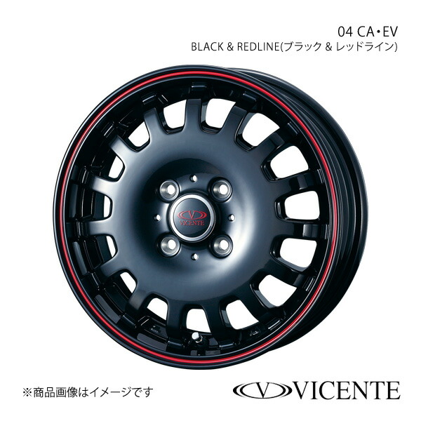 VICENTE/04 EV エブリイワゴン DA17W アルミホイール1本 【13×4.5B 4-100 INSET50 BLACK &REDLINE(ブラック & レッドライン)】0035662