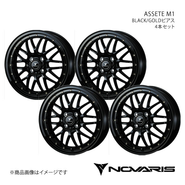 NOVARIS/ASSETE M1 ルークス ML21S アルミホイール4本セット【16×5.0J 4-100 INSET45 BLACK/GOLDピアス】0041061×4