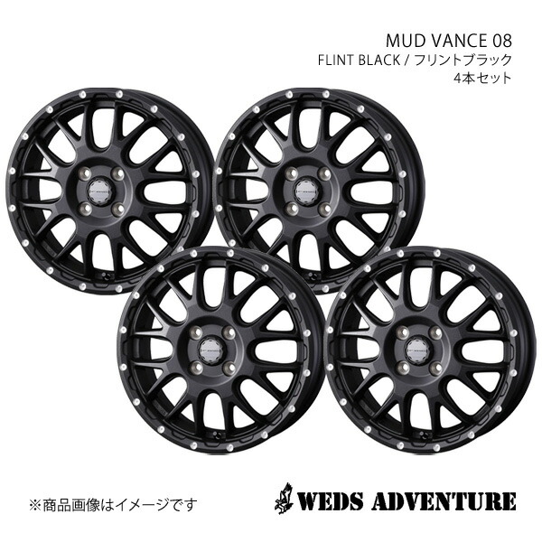 WEDS-ADVENTURE/MUD VANCE 08 スペイド 140系 アルミホイール4本セット【14×5.0J 4-100 INSET35 FLINT BLACK】0041122×4
