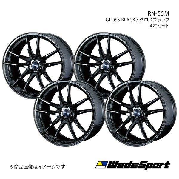 WedsSport/RN-55M IS 30系 アルミホイール4本セット【18×8.0J 5-114.3 INSET45 GLOSS BLACK】0072952×4