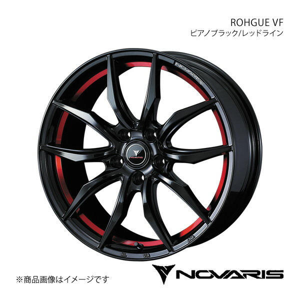 NOVARIS/ROHGUE VF ヴォクシー 70系 アルミホイール1本【17×6.5J 5-114.3 INSET52 ピアノブラック/レッドライン】 0040065