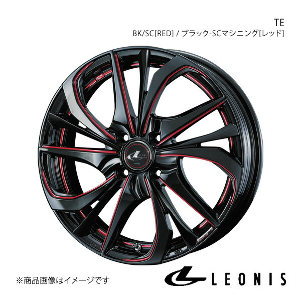 LEONIS/TE アルトラパン HE33S アルミホイール1本 【16×5.0J 4-100 INSET45 BK/SC[RED](ブラック/SCマシニング[レッド])】0038745