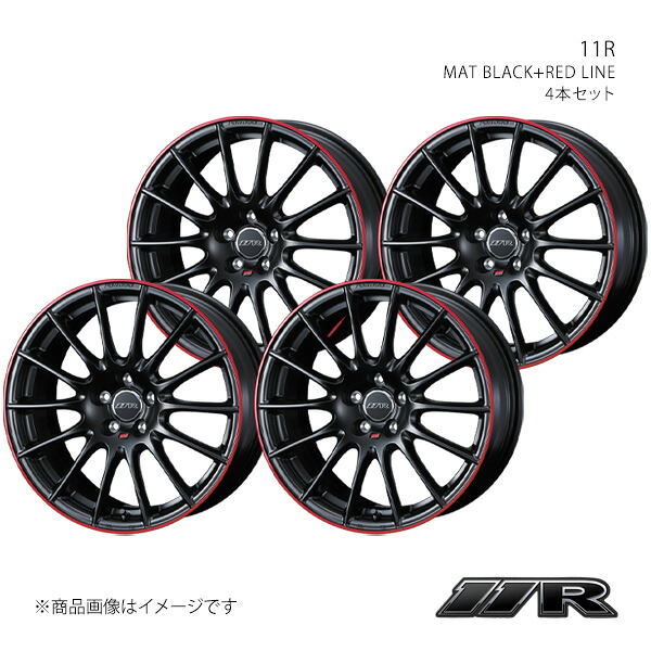 11R 11アール ホイール 4本セット 0040981×4 【17×7.5J 5-100 INSET43 MAT BLACK+RED LINE 】|千歳交易 店