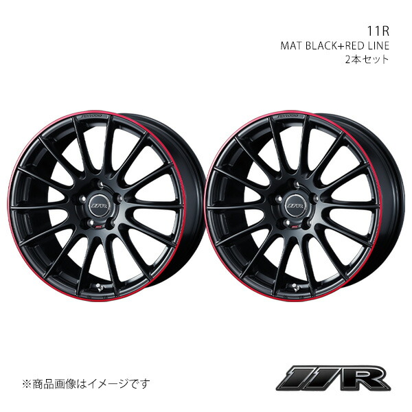11R 11アール ホイール 2本セット 0040982×2 【18×8.0J 5-100 INSET48 MAT BLACK+RED LINE 】|千歳交易 店