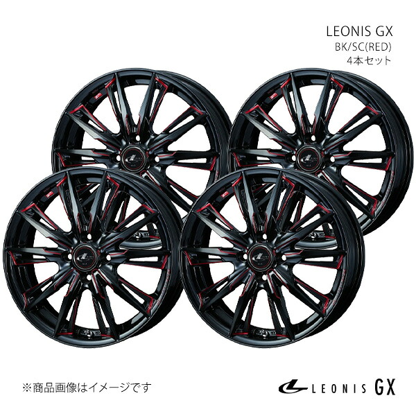 LEONIS GX レオニス ジーエックス ホイール 4本セット 0039330×4 【15×4.5J 4-100 INSET45 BK/SC(RED)】|千歳交易 店