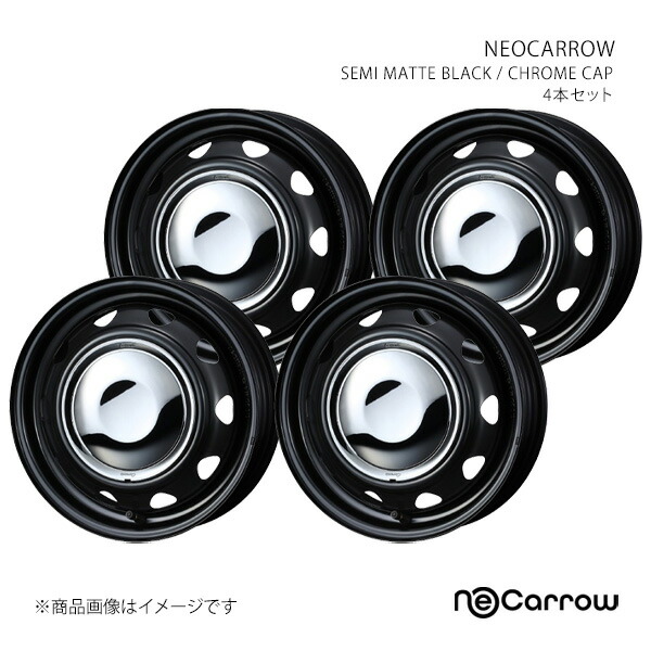 NEOCARROW ネオキャロ ホイール 4本セット 0014040×4 【12×3.5J 12-100/110/114.3 INSET34 SEMI MATTE BLACK/CHROME CAP】