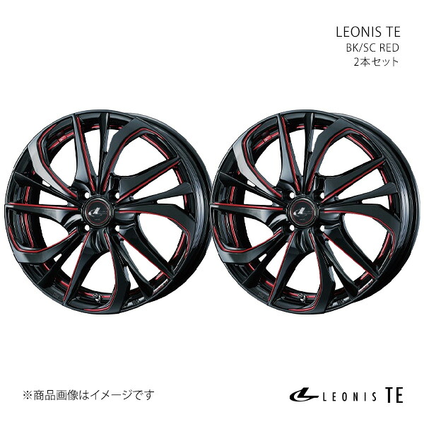 LEONIS TE レオニス ティーイー ホイール 2本セット 0038755×2 【17×6.5J 4-100 INSET50 BK/SC(RED)】