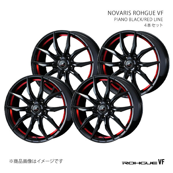 NOVARIS ROHGUE VF ノヴァリス・ローグ ブイエフ ホイール 4本セット 0040070×4 【18×7.0J 5-114.3 INSET53 PIANO BLACK/RED LINE】