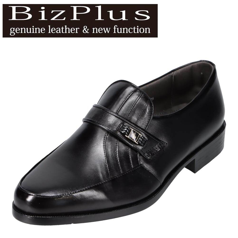 【全品P5倍！21日～24日】ビズプラス BIZPLUS 3016 メンズ靴 靴 シューズ 4E相当 ローファー スリッポン ビジネスシューズ 紐なし 幅広 クッション性 歩きやすい 履きやすい 革靴 ブラック｜靴ドットコム 店