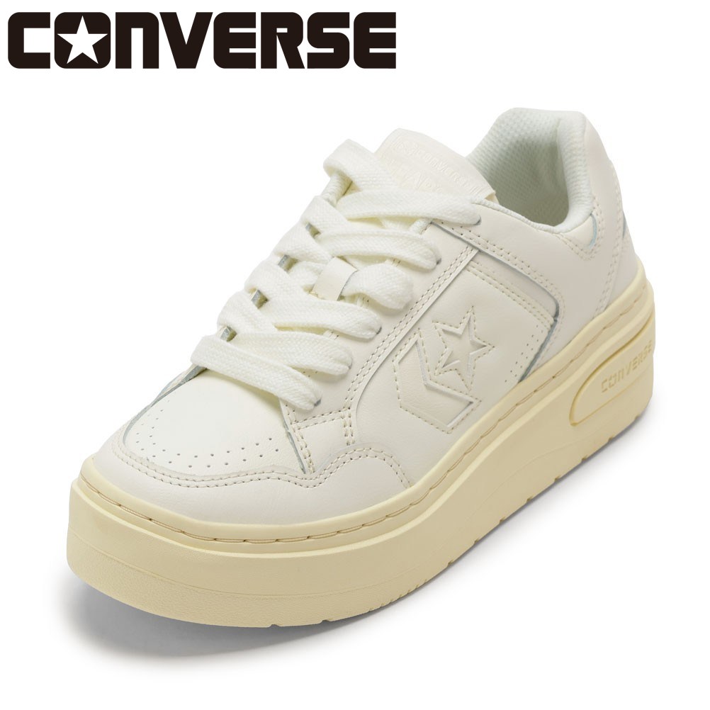【全品P5倍！21日～24日】コンバース CONVERSE 34202170L レディース靴 靴 シューズ 2E スニーカー 軽量 厚底 WEAPON PLTS OX ウエポン レザー ローカットスニーカー 人気 ブランド ホワイト｜靴ドットコム 店