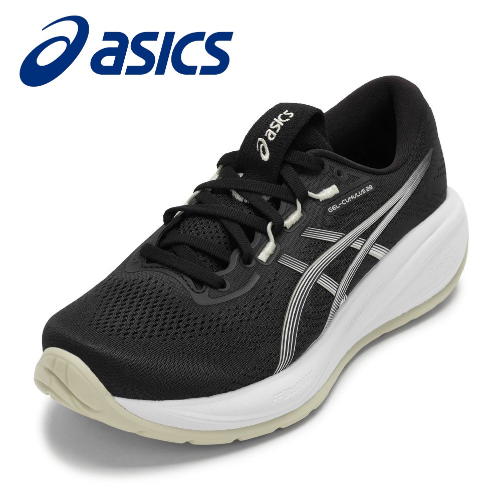 アシックス asics 1012B916.002L レディース靴 靴 シューズ 2E スニーカー ランニングシューズ 軽量 グリップ性 耐久性 GEL-CUMULUS 28 反発性 柔らかい 耐摩耗性 ローカットスニーカー 人気 ブランド ブラック×ホワイト