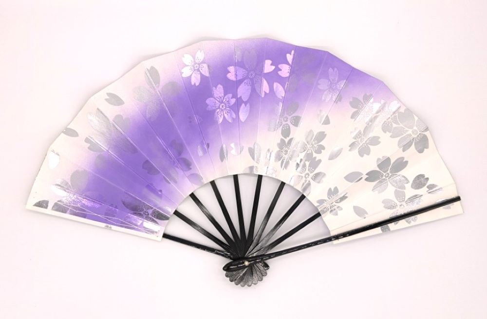 楽天市場】舞扇子 ＜二色雲 紫＞ 白竹 9寸5分 紙箱セット 日本