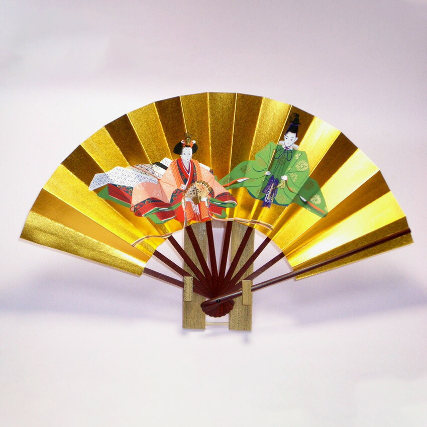 楽天市場】ひな祭り 扇子 飾り 茶扇 台付きセット 白竹たち雛 : 扇子司