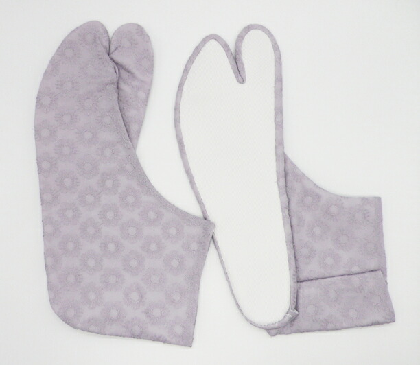 デイジー レース 薄紫 4枚コハゼ 底地 白 レース足袋 綿 花柄 刺繍 足袋 手づくり 日本製 国内送料無料