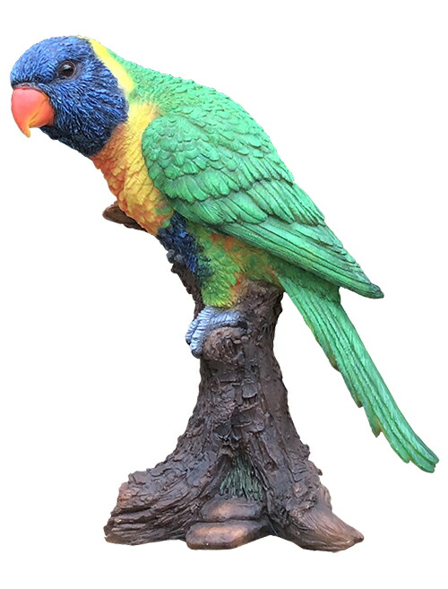 楽天市場】鳥の置物 オウム・グリーン◇動物オーナメント◇リアルな鳥