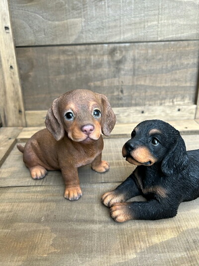 楽天市場】犬の置物 ミニチュアダックスフンド N15380