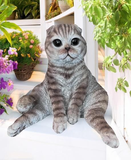 【 二分の一大売り出し】猫の飾りつけ スコ座り ガーデンオーナメント 飾りつけ お座り猫  今めかしい 実際的 園地 ガーデニング  オブジェ 室内装飾 愛くるしげ 雑貨 脂 猫 猫 三毛猫 毛の荒物 見せびらかす 【 まったり猫（薄墨色）】
