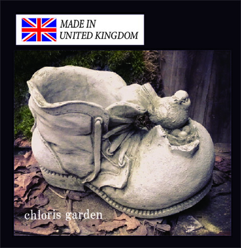 連合王国製 連合王国製 イングリッシュ庭園 連合王国雑貨   Bird＆Boots  English  ガーゴイル Gargoyle ストーンオーナメント 石像 石 小鳥 とり 石ころ製 ガーデニング 雑貨 庭園【 小鳥＆ブーツ NA（UK）】