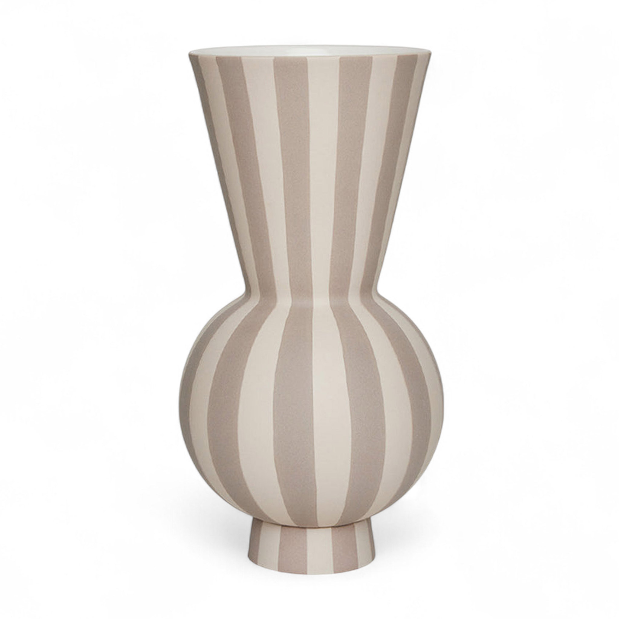 ストライプデザインのフラワーベース Toppu Vase Round クレイ オイオイ 北欧雑貨 インテリア デザイン 日本 正規品 デンマーク 白黒 モノクロ モノトーン リビング おしゃれ ナチュラル 置物 オブジェ デコレーション おすすめ 人気
