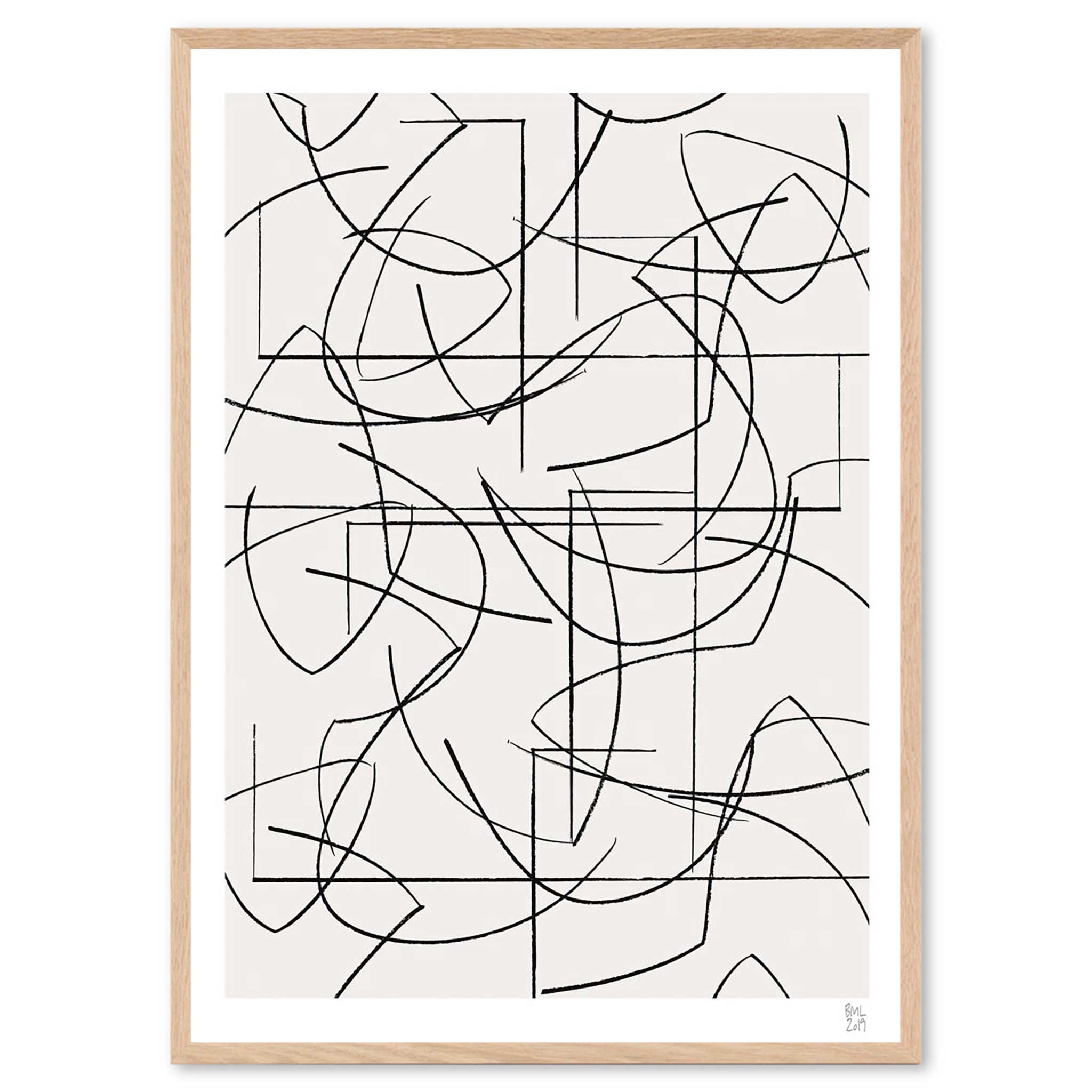 Poster \u0026 Frame 工芸貼り出し 50×70珊 Crossed Lines 1 北欧 室内装飾 今めかしい 一般受け 工芸刷り上げる 高品質 大きさ 貨物輸送無料 飾りつけ 部屋の入り口 臥し所 リビング 外国で デンマーク王国 今めかしい 図面 木 普遍化工芸