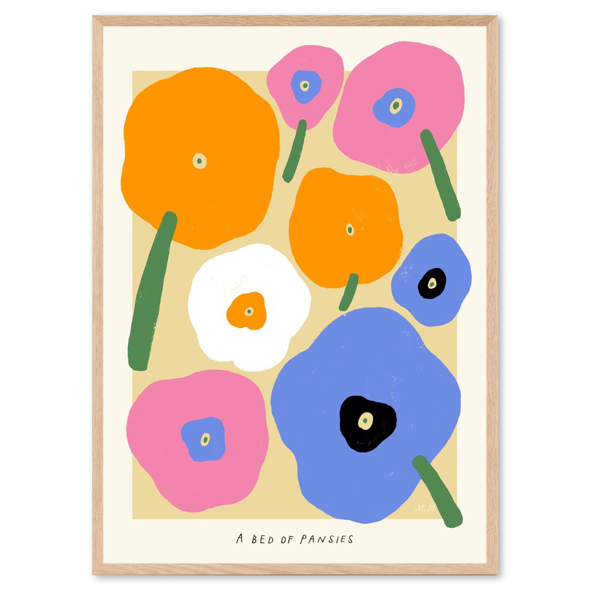 PSTR studio アートポスター 50×70cm A Bed of Pansies 北欧雑貨 アートプリント ポスター インテリア おしゃれ オシャレ オランダ 人気 おすすめ ウォールアート 額装 額縁 壁紙 モノクロ ビンテージ ヴィンテージ