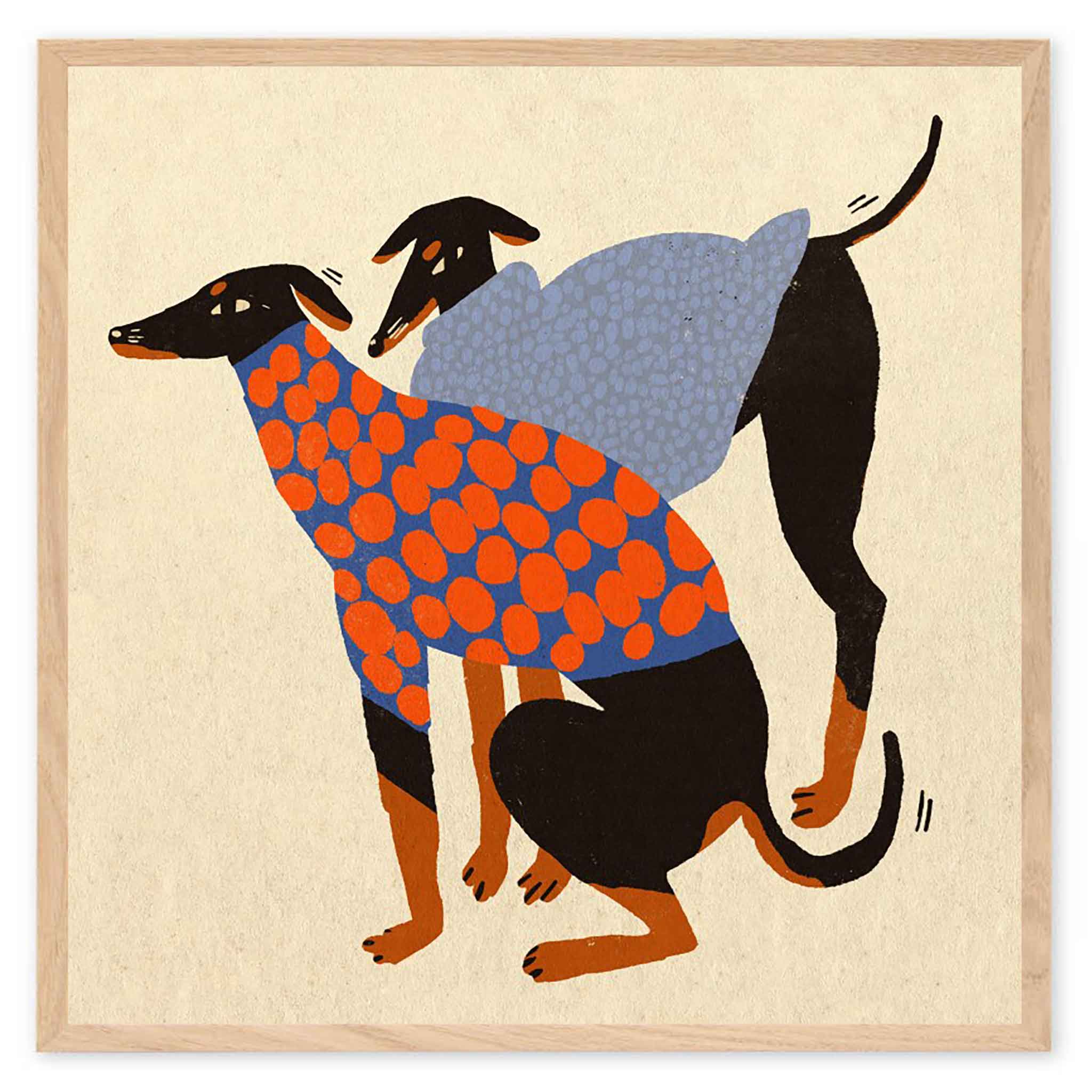 PSTR studio アートポスター 50&times;50cm Autumn Doggos 北欧雑貨 アートプリント ポスター インテリア おしゃれ オシャレ オランダ 人気 おすすめ ウォールアート 額装 額縁 壁紙 モノクロ ビンテージ ヴィンテージ｜CHLOROS　（クロロス）