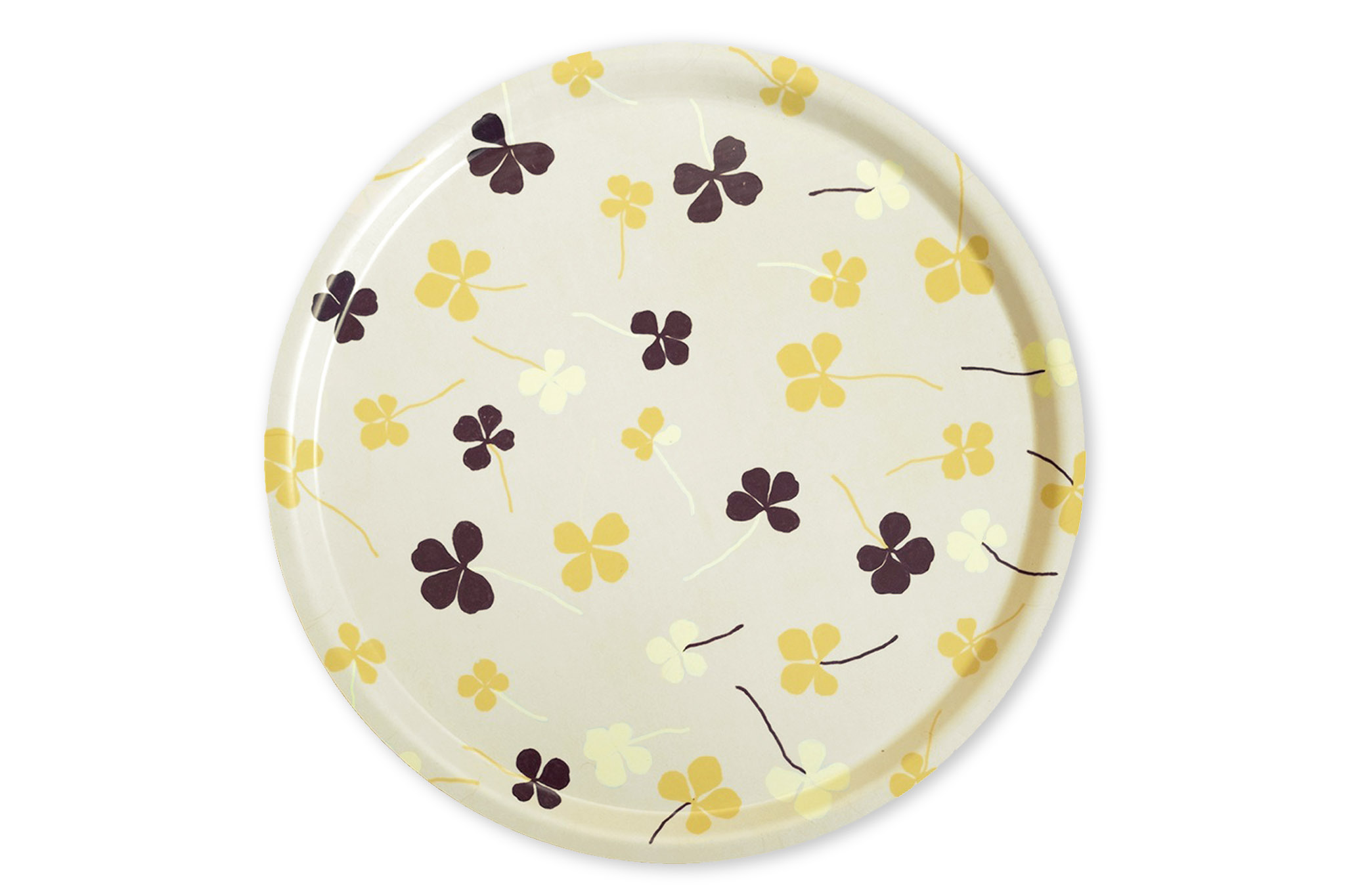 Fine Little Day ファインリトルデイ 丸型トレイ CLOVER イエロー 直径38cm お盆 トレー 木製トレイ 食卓トレイ サービングトレイ 丸い 円型 北欧インテリア 北欧雑貨 リビング雑貨 北欧デザイン ナチュラルインテリア