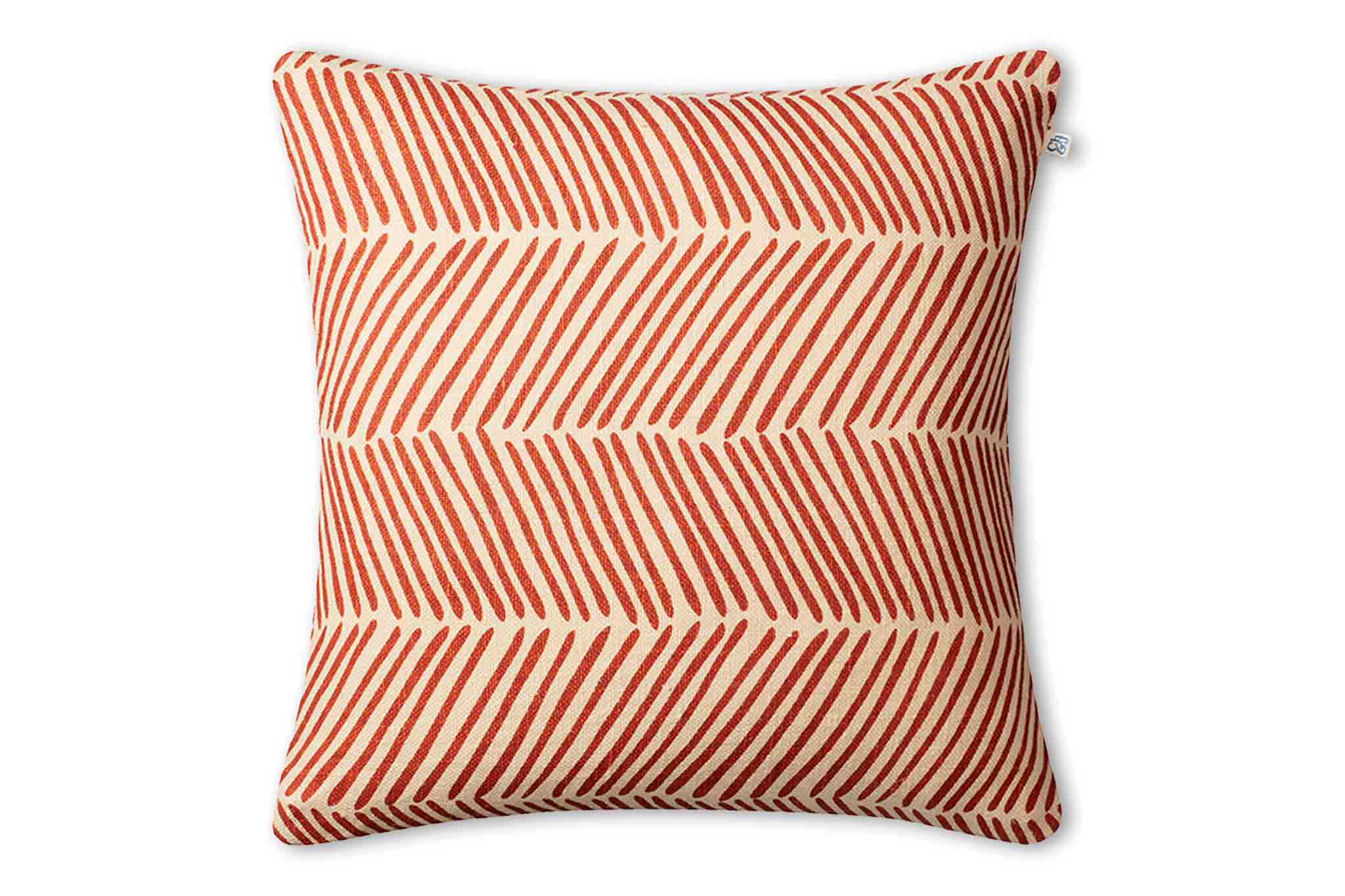 Chhatwal & Jonsson チャットワル&ヨンソン クッションカバー RAMA Beige/Apricot Orange 50×50cm リネン 【北欧 雑貨 インテリア リビング クッション ソファ おしゃれ 刺繍 天然素材 麻 綿 リネン コットン ナチュラル 正方形 45×45cm デザイン ブランド ベルベッ